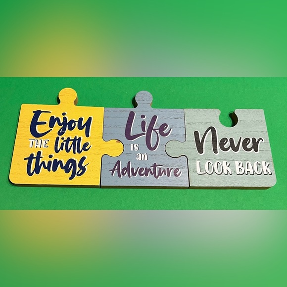 New Set of 3 Inspirational Interlocking Puzzle Pieces Table Top/Shelf Decor - Picture 3 of 16